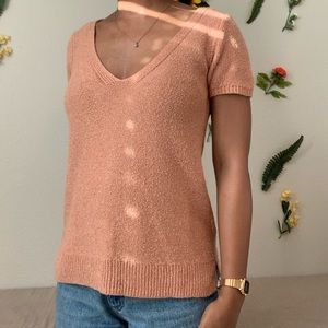 Madewell V-Neck Salmon Knit Sweater Top
